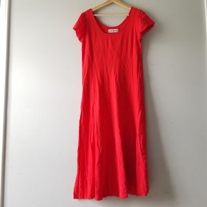 Jams World Solid Red Midi Dress Short Sleeves Medium